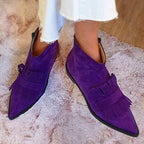 Violetta - Women's Suede Fringe Ankle Boots with Pointed Toe