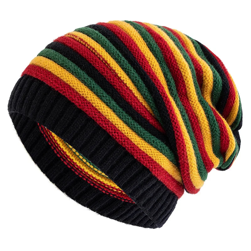 Zoe - Women's Horizontal-Striped Slouchy Knit Beanie