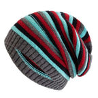 Zoe - Women's Horizontal-Striped Slouchy Knit Beanie