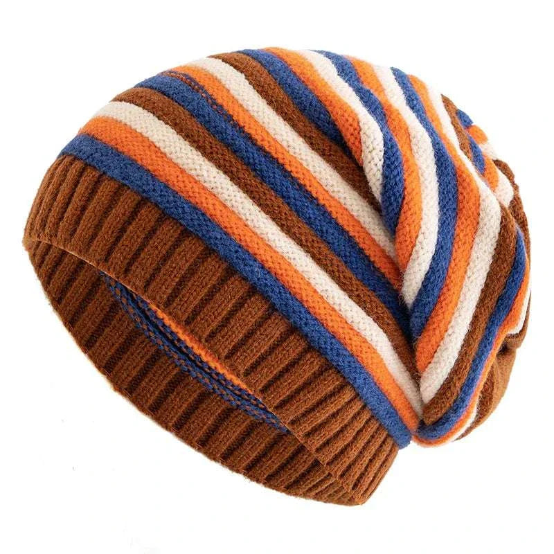 Zoe - Women's Horizontal-Striped Slouchy Knit Beanie